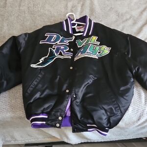 STARTER Black and Purple Puffer Jacket